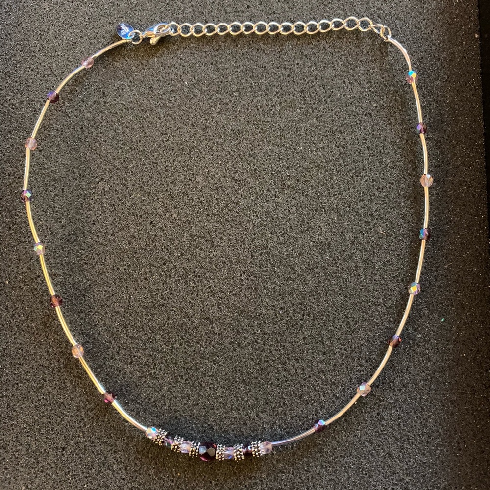 Lia Sophia Necklace Silver Purple